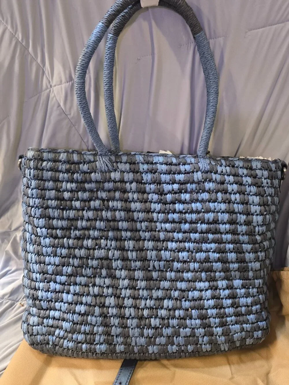 Patricia Nash Luciella Large Top Handle Bag Woven Chevron Tote - Oceano NWT